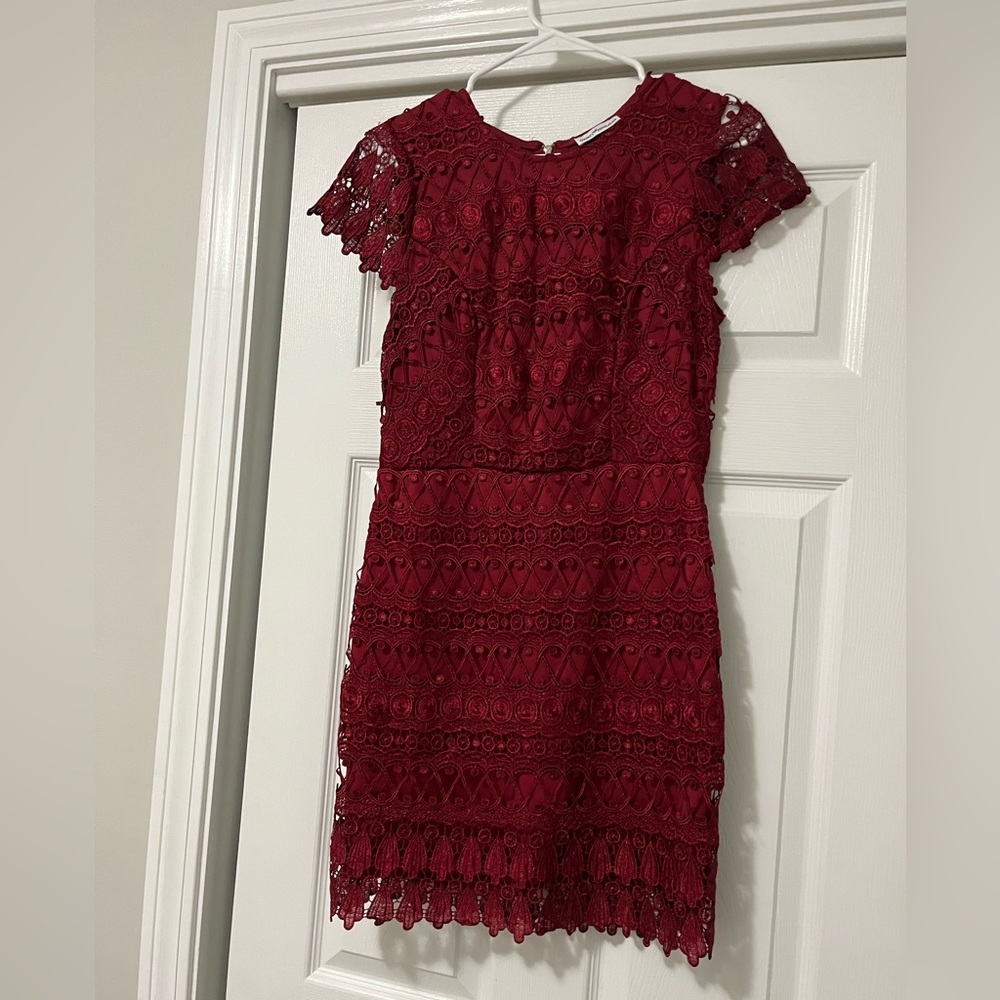 Maroon, lace dress